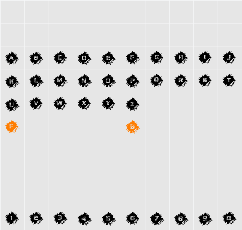 3代呼吸英文-黑爆炸 Character Map