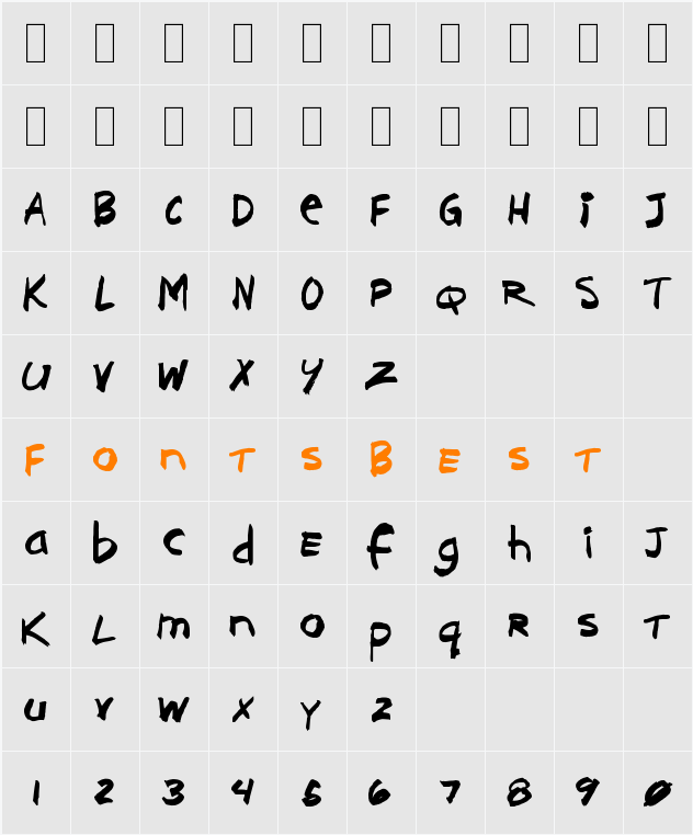 Brushcut Character Map