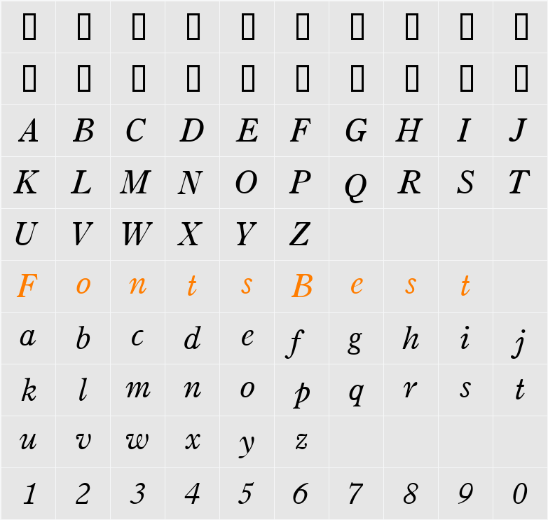 PartitionSSi Character Map