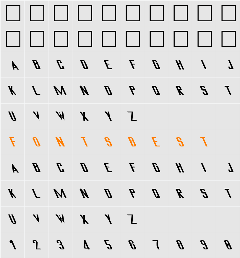 FZ BASIC 32 LEFTY Character Map