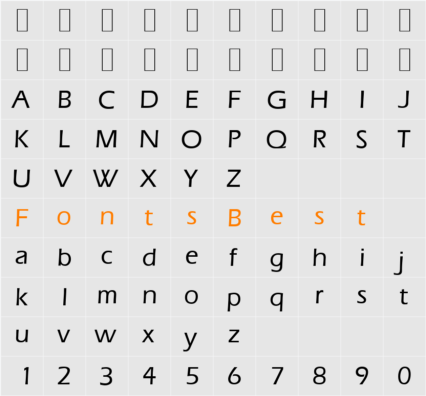 E820-Sans-Medium Character Map