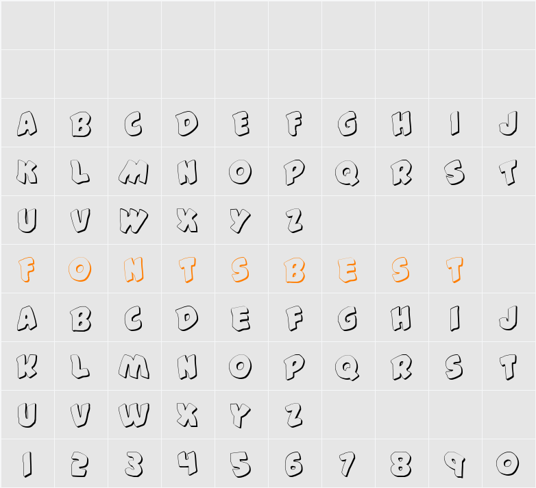 #44 Font Shadow Character Map