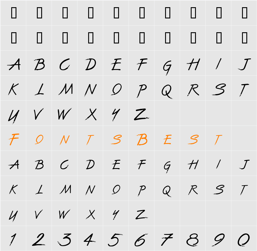 The Font With No Name Character Map