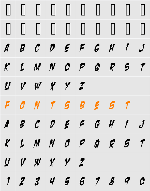 Zombie Guts Yanked Character Map