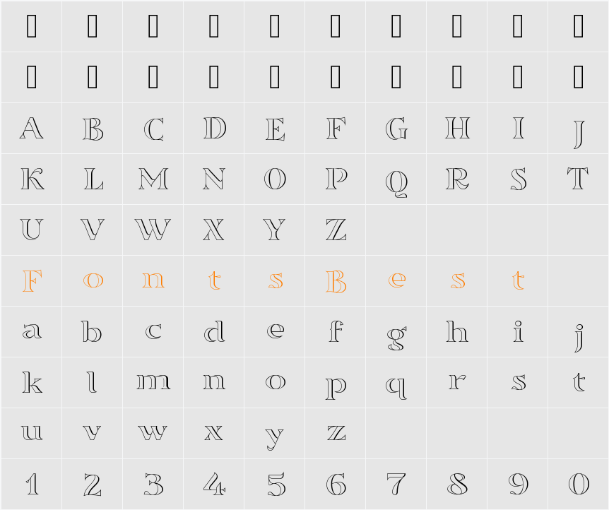 Sortefax Character Map