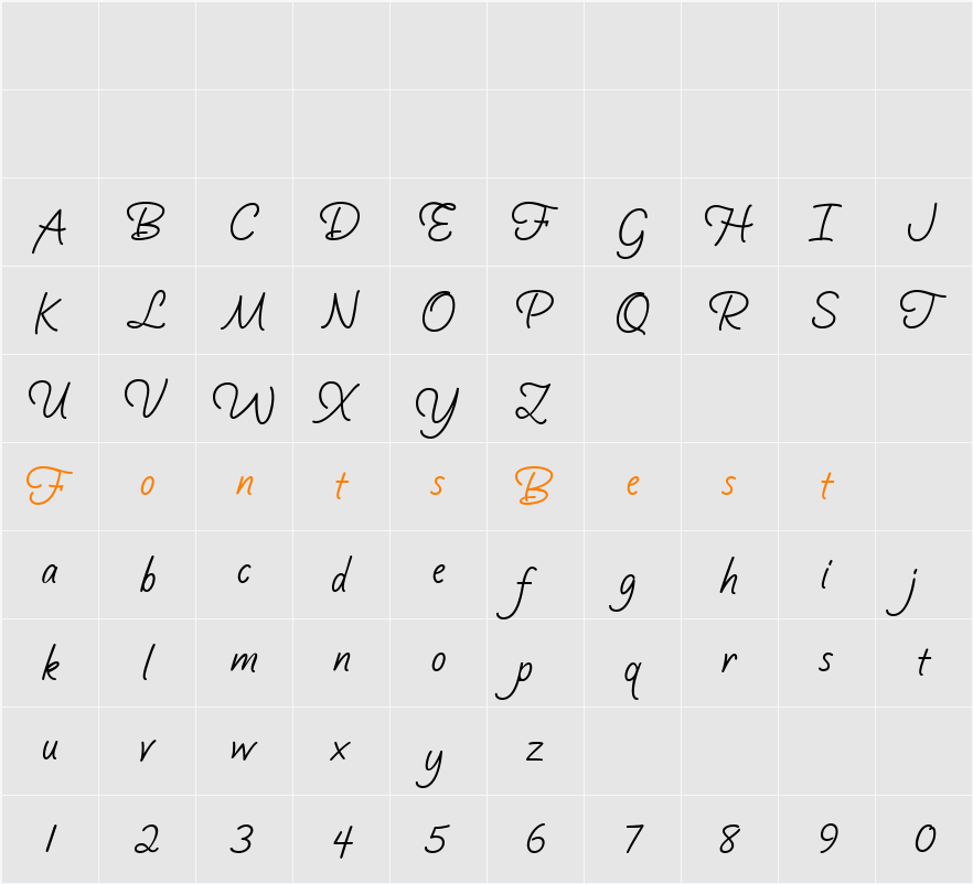 SilverScriptRegular Character Map