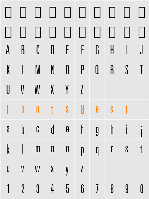 Zurich LtXCn BT Character Map