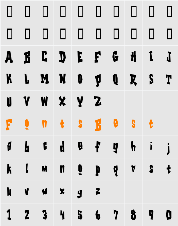 GarageShockCondensed Character Map