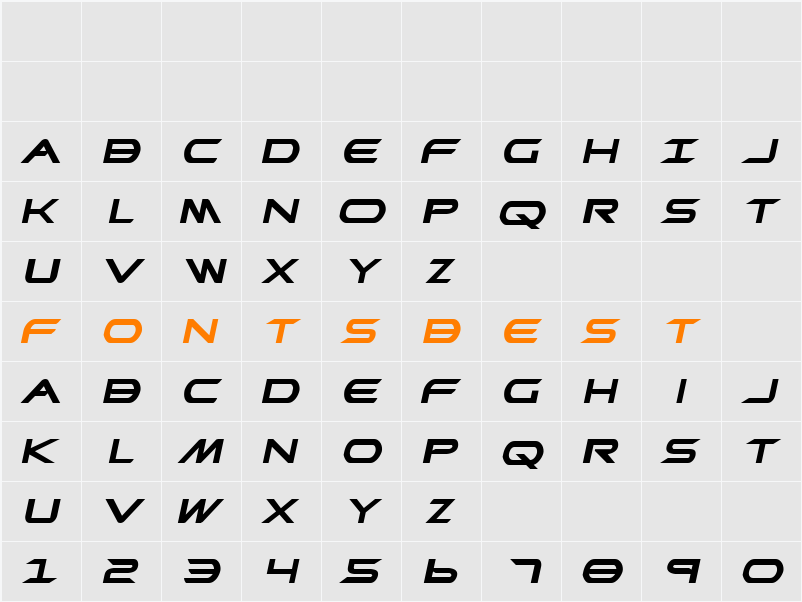 Promethean Bold ExpItalic Character Map
