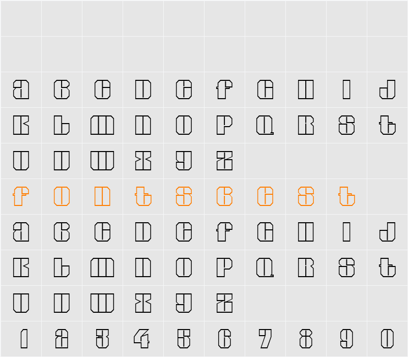 a_GladeOtl Character Map