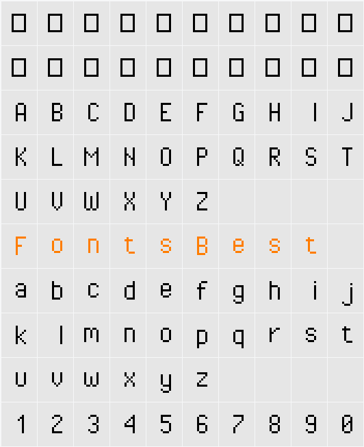 Pixel Operator Mono Character Map