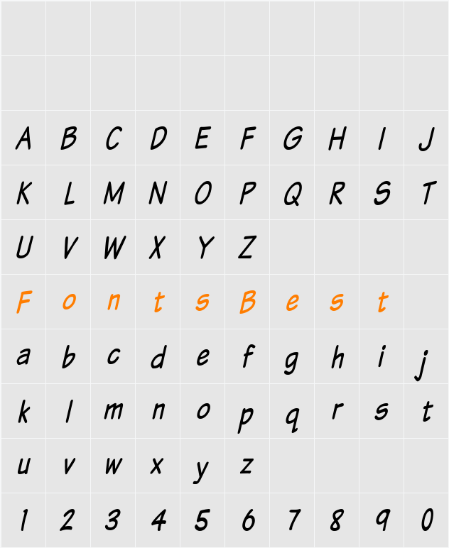 Komika Text Tight Character Map