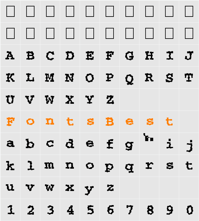 FZ BASIC 54 WAVEY Character Map