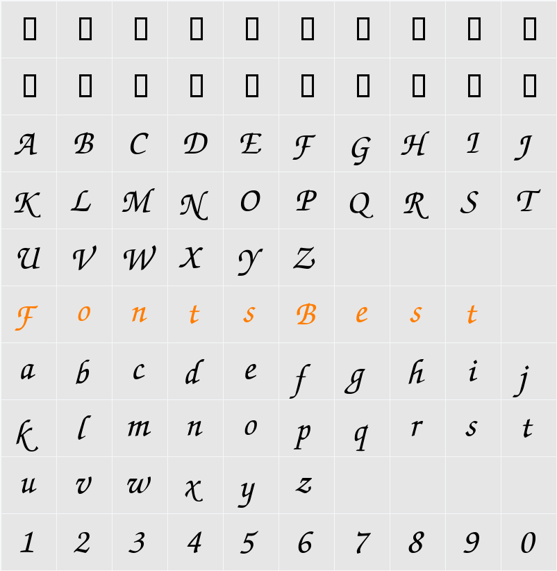 ExchequerScript Character Map