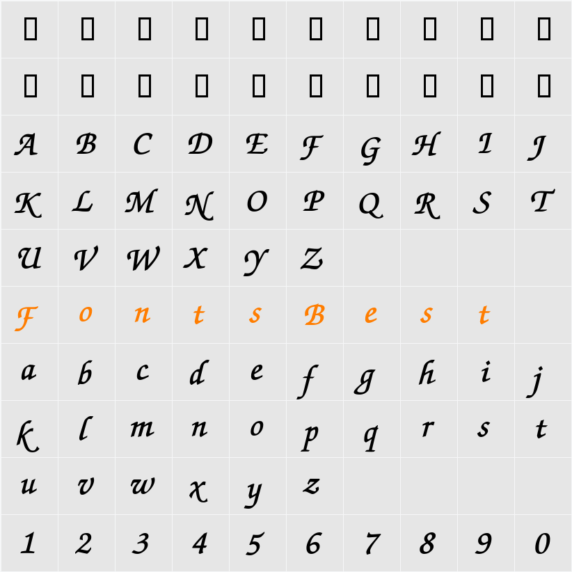 ExchequerScript Character Map