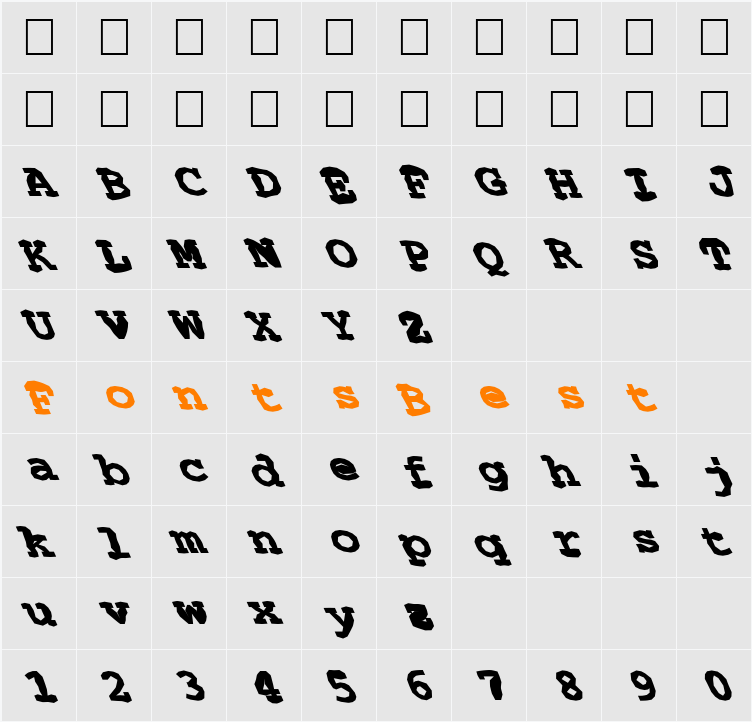 FZ BASIC 54 MANGLED LEFTY Character Map