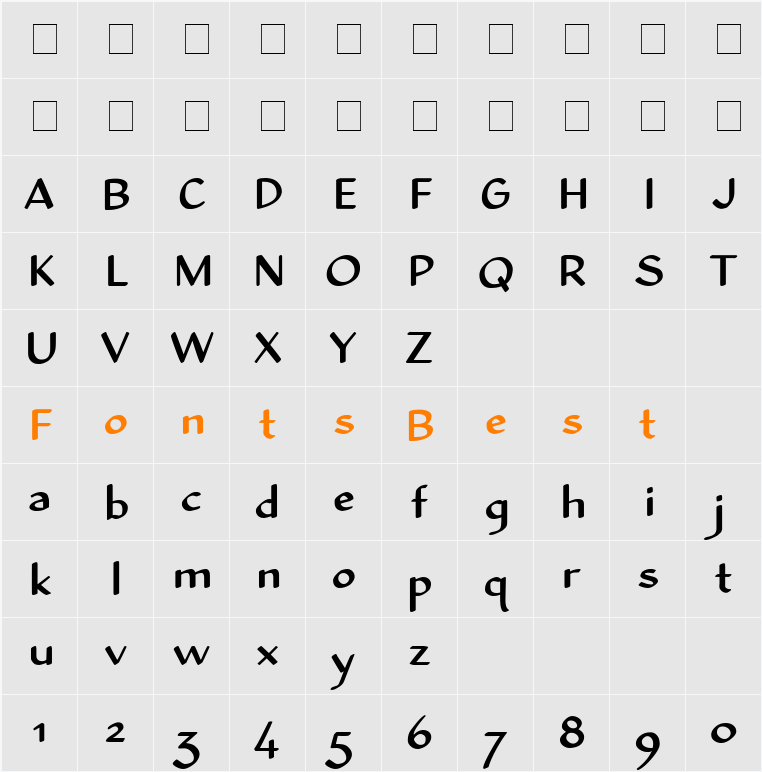 Holly Sans Character Map