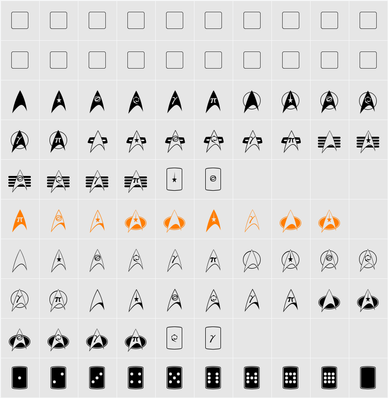 TrekArrowheads Character Map