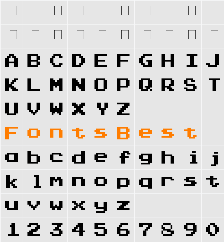 Press Start K Character Map