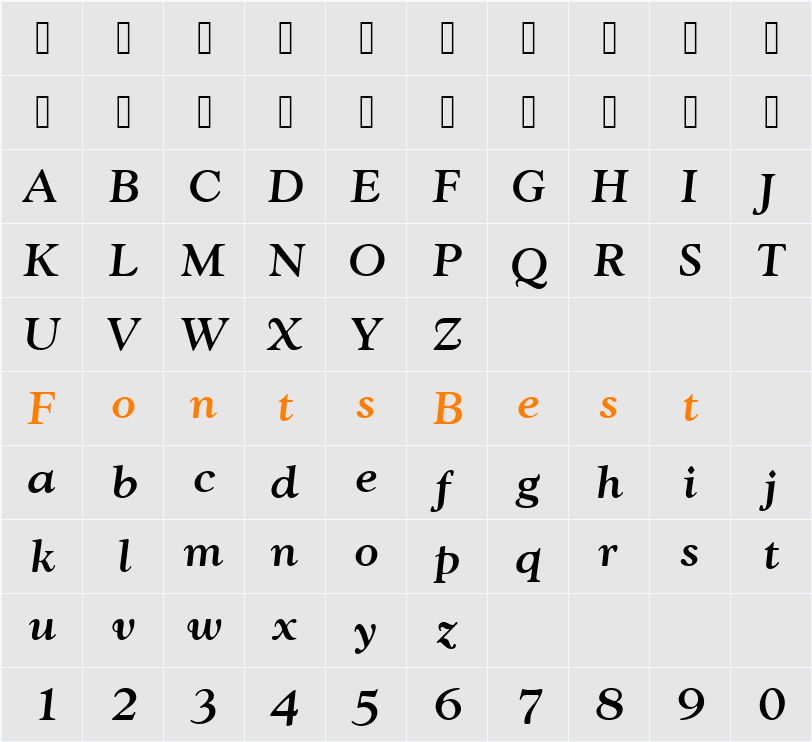GoudyWtcTMed Character Map