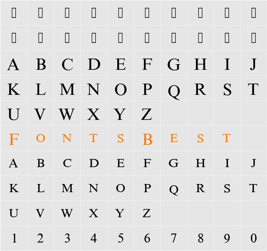 NimbusRomNo9DCDReg Character Map