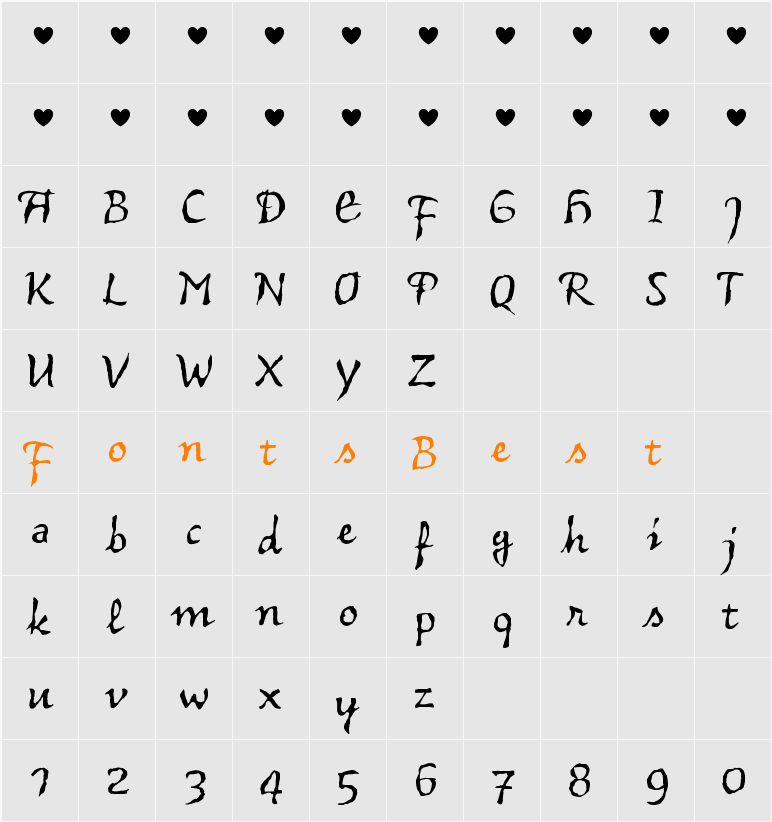 Vidok FY Character Map