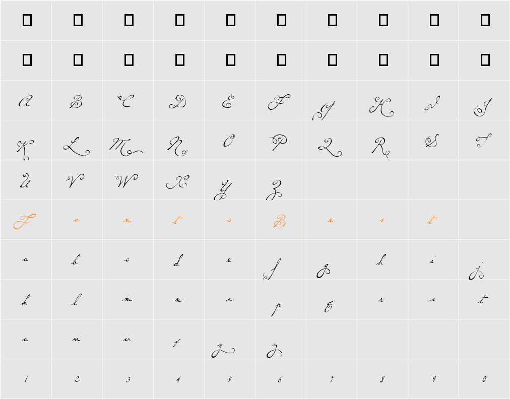 P22DearestSwash Character Map