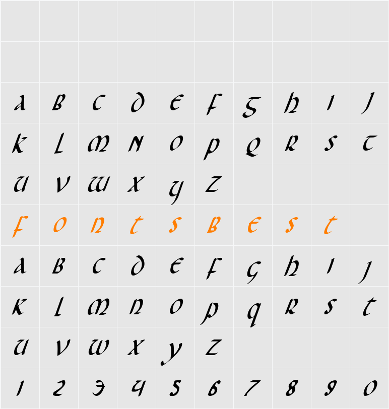Foucault Condensed Italic Character Map