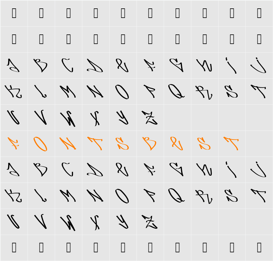 arsone Character Map
