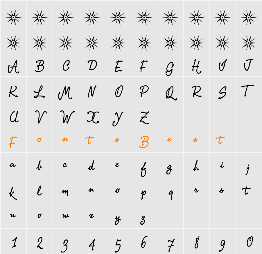 PR8 Charade Character Map
