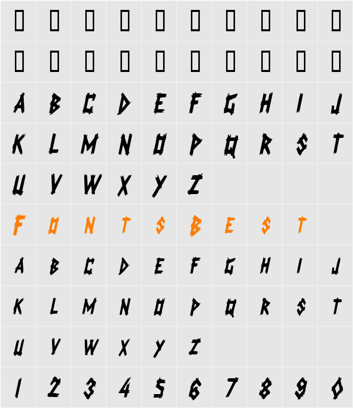 LogCabinCondensed Character Map