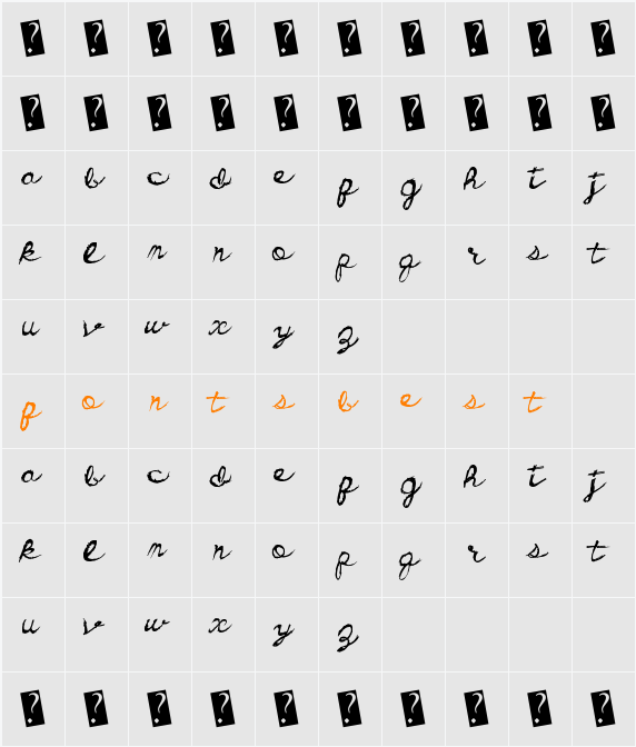 DirtyCursive Character Map