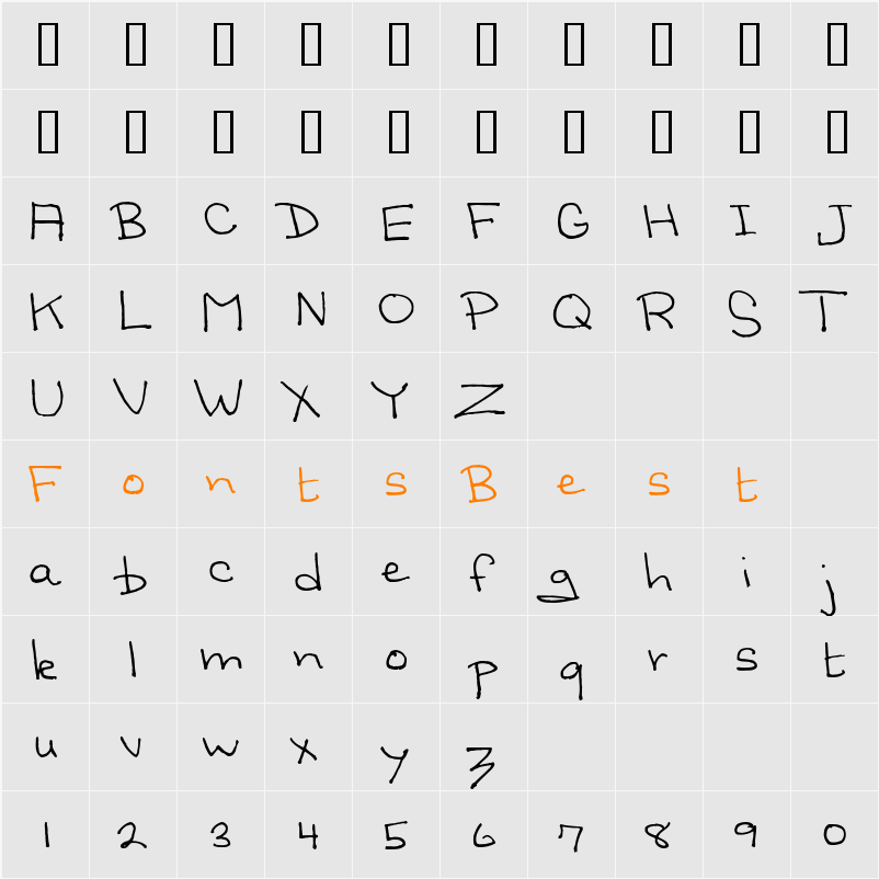 Sandscript BTN Character Map