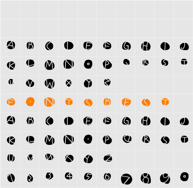 DiskO-MediumInverse Character Map