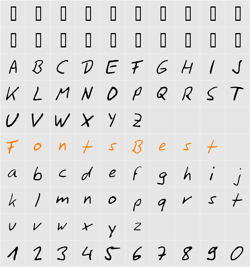 SiggiHand Character Map