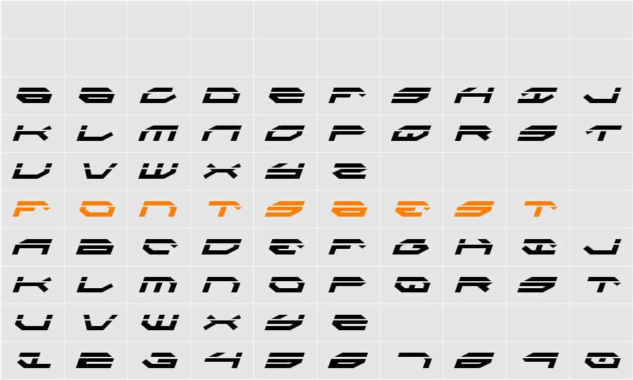 Taskforce Laser Italic Character Map