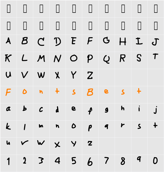 Paint_Font_v1 Character Map