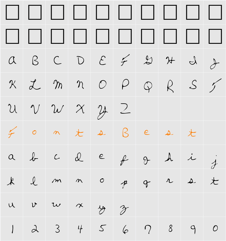 LEHN270 Character Map