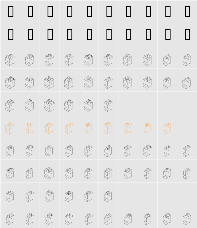 LeadTypeRight Character Map