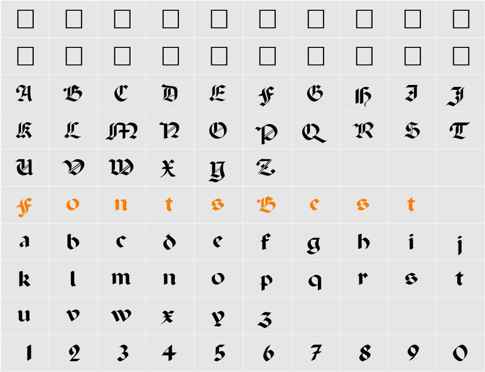 Penchant Character Map