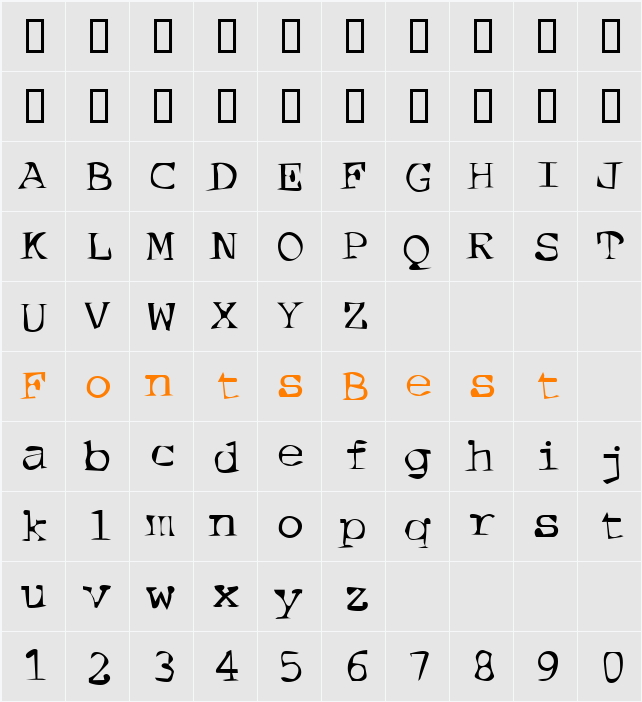 Dirty07 Character Map