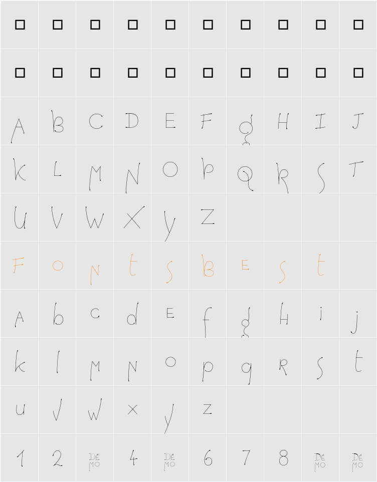 HopefulGrasshopper Character Map
