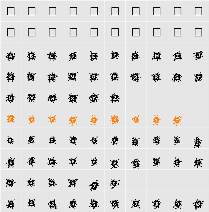 Splats Character Map