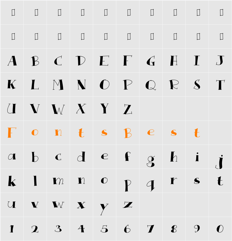 Que Rompa Character Map
