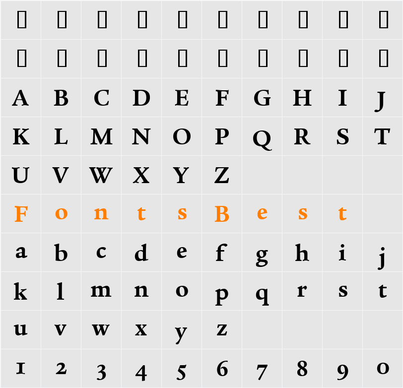 Legacy Serif OS ITC TT Character Map