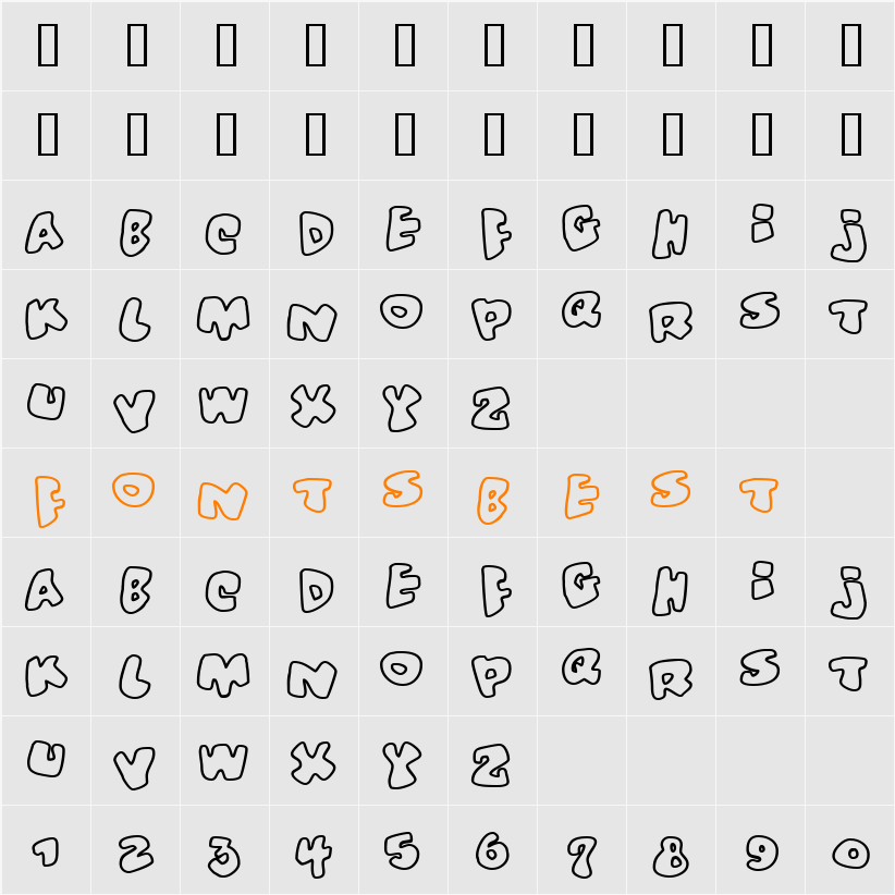 Vitamin outlined Character Map