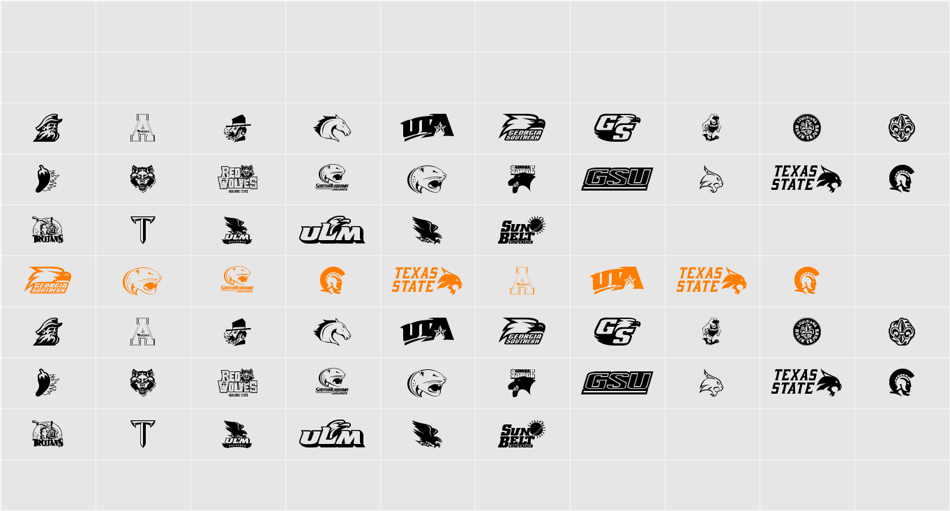 Sun Belt Character Map
