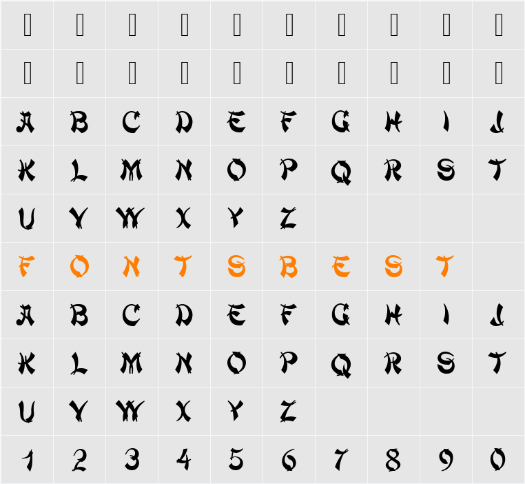MandarinD Character Map