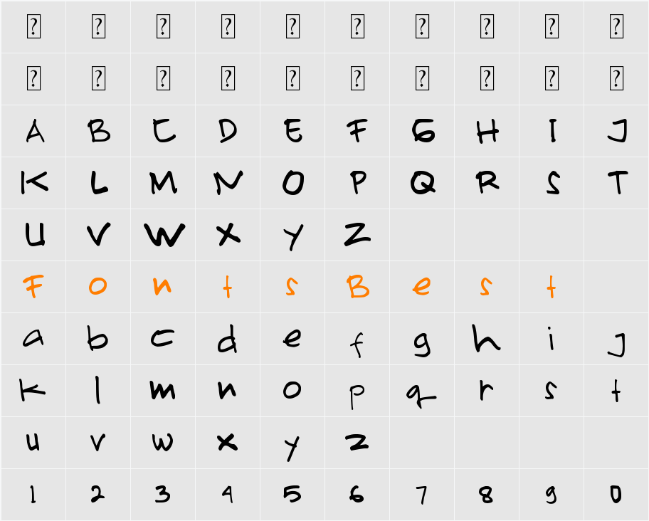 PRIMAHANDWRITE Character Map