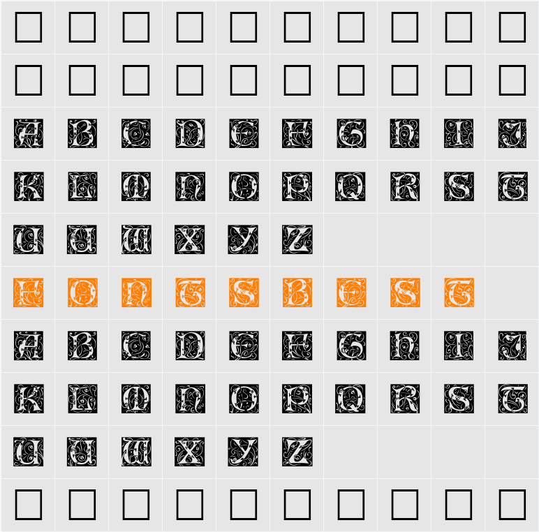 EileenCaps Character Map